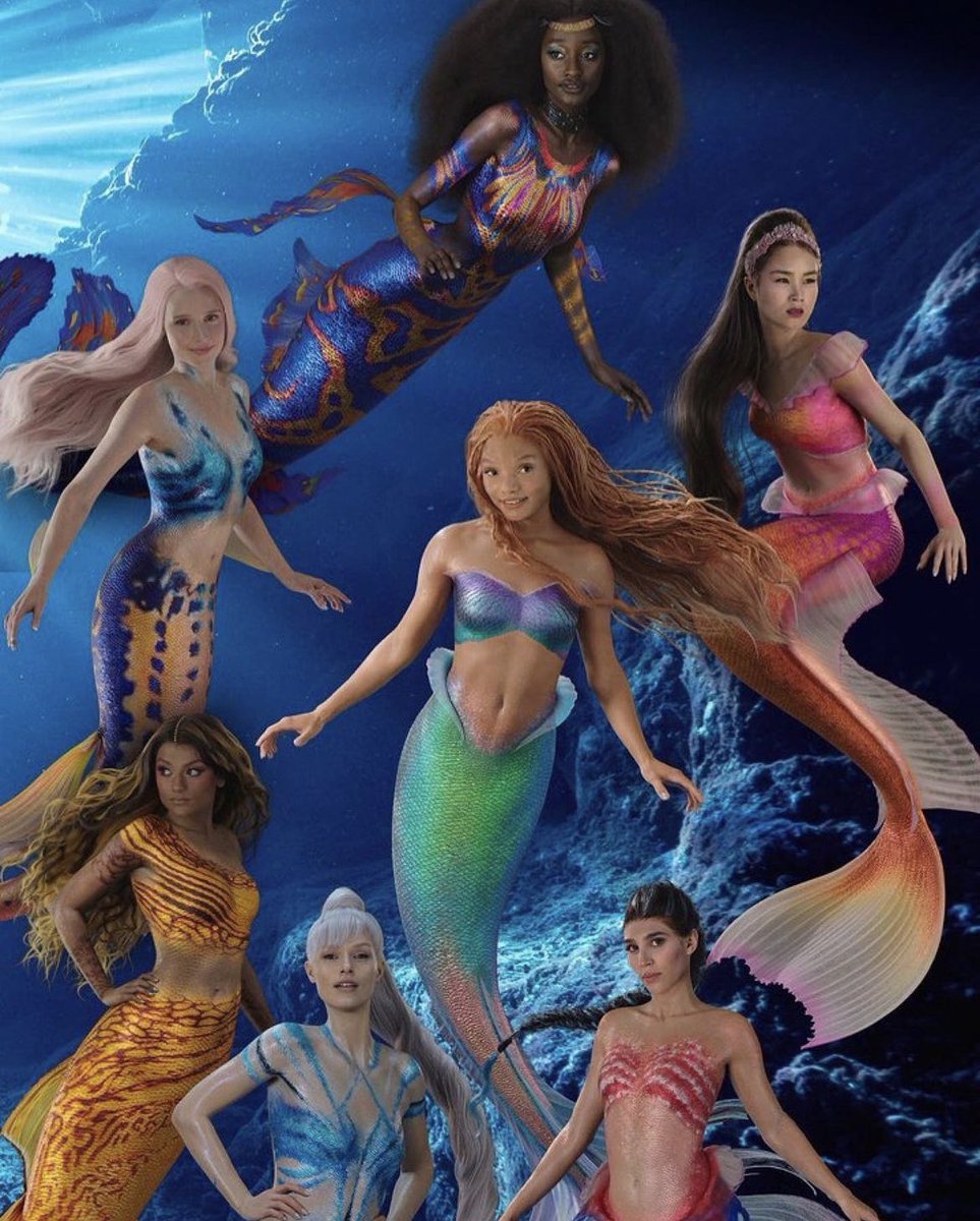 J2thaGolden's tweet photo. New image of Ariel’s sisters in the new live action #TheLittleMermaid and I’m over here wondering if that’s @ChristyRomano on the bottom right??? 🤨🤩 https://t.co/cnRG1cR0gW
