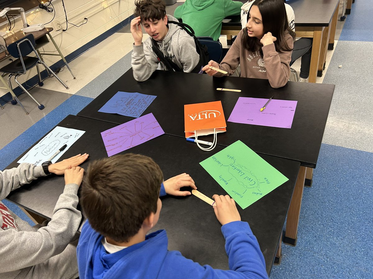 MsDobbs's tweet photo. Today we tested a new series of study methods for our upcoming vocabulary quiz. Students rotated around from station to station: creating drawings to represent words, acrostic poems, word maps, vocab games, and more!! https://t.co/I1QCsge7ZV