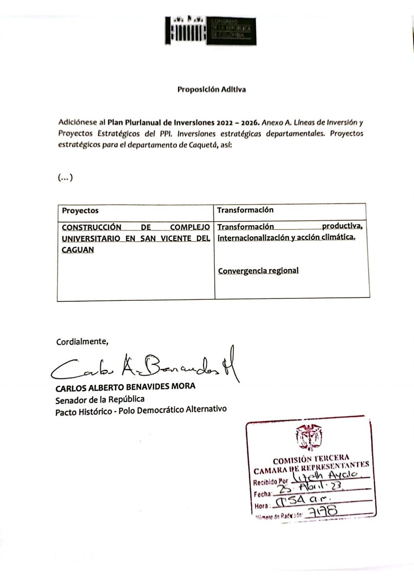 La juventud san vicentuna estará demasiado agradecida si nos ayuda a cumplir nuestro sueño, gracias senador Alberto benavides ✊🏻❤️