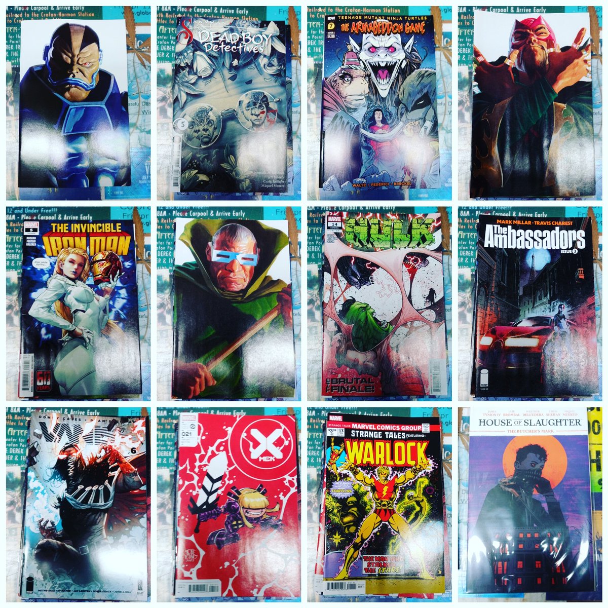 #wednesday
#newcomicday

#strangetales 'warlock' #178
(facsimile) #XMen #21 young*
#deadpool #6 Ross* cover
#IronMan #6 #5 Ross* cover
#SinsOfSinster 'Dominion' #1
#DeadBoyDetectives #5
#TMNT 'Armageddon Game' #7
#HouseOfSlaughter tpb* vol.1
#Hulk #14
#ambassadors #3
#Vanish #6