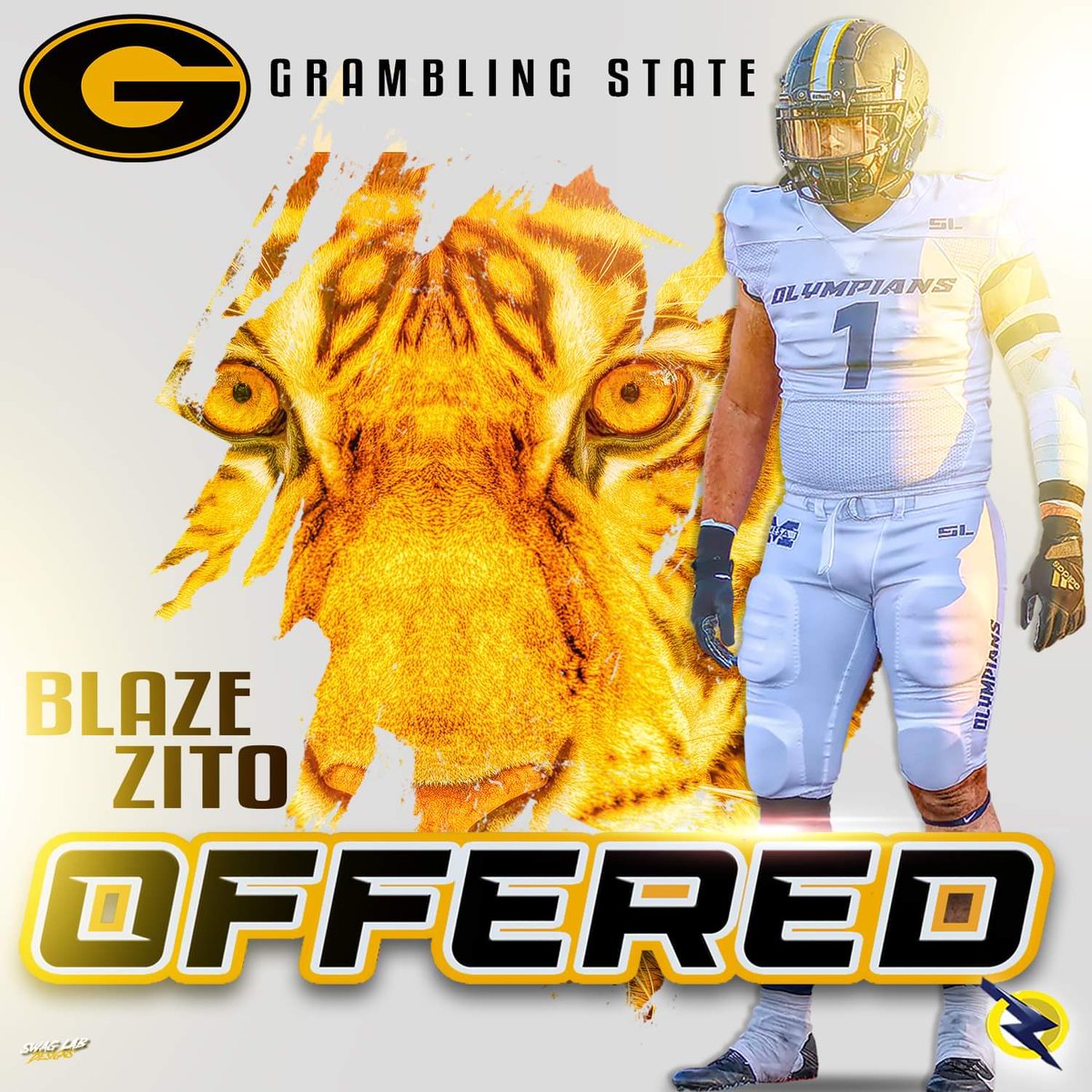 SDmesafootball's tweet photo. OFFER 130! Congratulations to Olympian DE - @BlazeZito on his official offer to @GSUFootball01 #gettinplayersout @BallCoachGW @CoachUrnSD @CoachChevSD @PeoplsLibrarian @CoachFarrarMesa @HelixFootball @scfafootball @JuCoFootballACE @EC_Preps_SD @Daygofootball Plyr 📸 @Nicole2Noel https://t.co/YChzpuYRgb