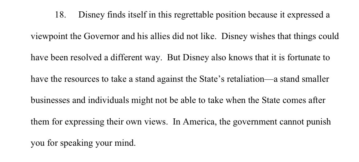 ItsMattsLaw's tweet photo. Smart positioning by Disney in their new lawsuit against Gov’t DeSantis et al. https://t.co/Hwh3h3KvYC