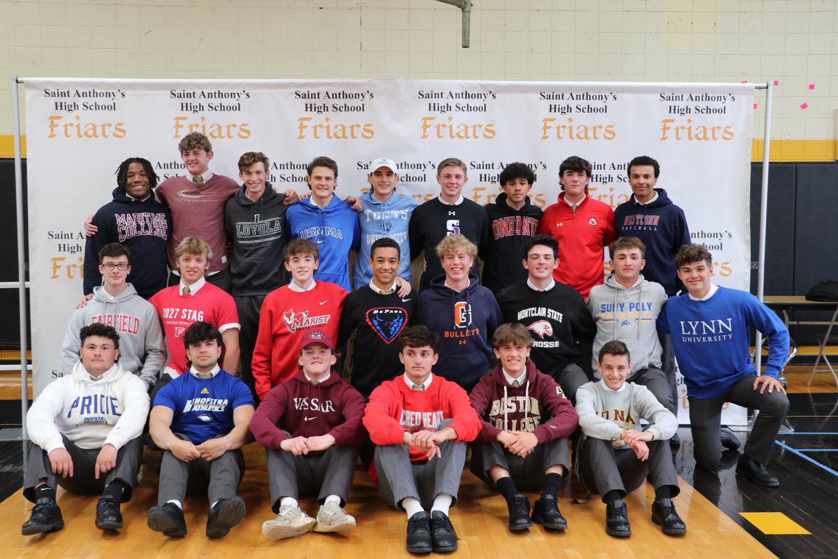 StAnthonysAth's tweet photo. St. Anthony's celebrated almost 50 athletes that will be competing at the collegiate level in the 2023-24 School year today. For the 2022-23 school year, the Friars are proud to have over 100 athletes committed and deticatied to their education and sport. #thankyou #blessed 👏💯 https://t.co/vcLQjcNZFb