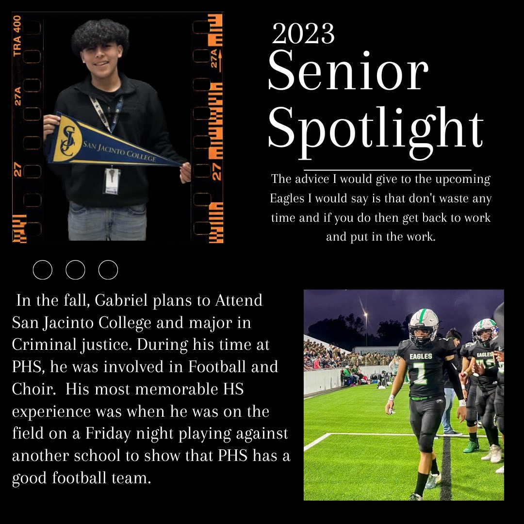 PHS College Room (@phscollegeroom) on Twitter photo **SENIOR SPOTLIGHT**
Today our Senior Spotlight is dedicated to Gabriel Garcia. In the Fall, Gabriel will be attending <a href="/SanJacCollege/">San Jacinto College</a> <a href="/PasadenaISD_TX/">Pasadena ISD</a> <a href="/PasadenaHigh/">PHS Eagles</a> <a href="/GenerationTexas/">Generation TX</a> **SENIOR SPOTLIGHT**
Today our Senior Spotlight is dedicated to Gabriel Garcia. In the Fall, Gabriel will be attending <a href="/SanJacCollege/">San Jacinto College</a> <a href="/PasadenaISD_TX/">Pasadena ISD</a> <a href="/PasadenaHigh/">PHS Eagles</a> <a href="/GenerationTexas/">Generation TX</a>