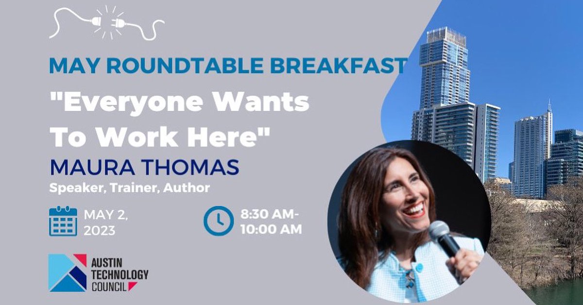 thomsinger's tweet image. If you live in Austin- don’t miss the leading expert on productivity and attention management- Maura Thomas.  Sign up for the May 2nd @ATCouncil Roundtable Breakfast.  #austintech #austin #nsaspeaker #austinstartups
