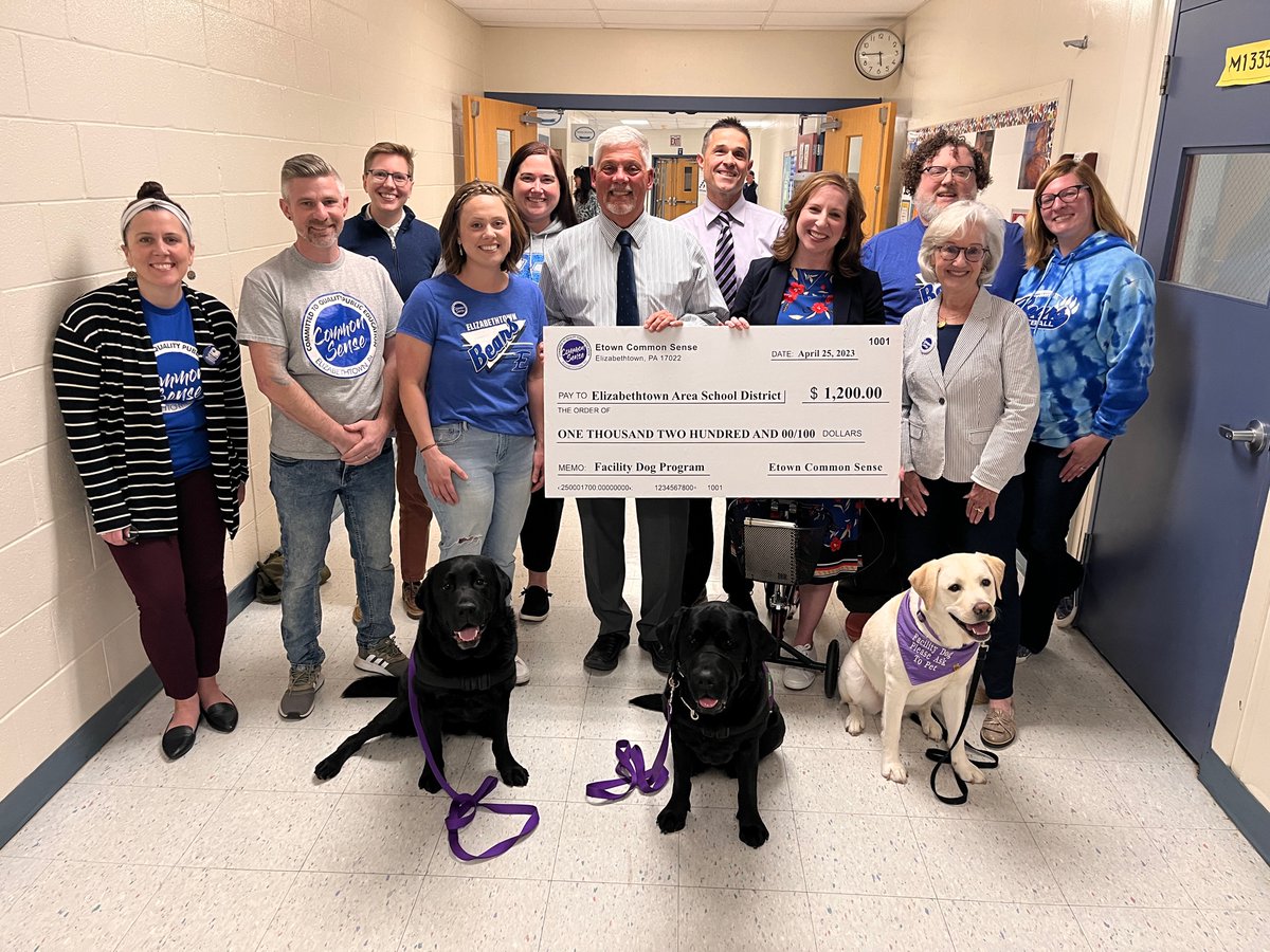 Thank you Etown Common Sense for your generous support of our Facility Dog Program. Your $1,200 cash gift will help to underwrite the costs of the program.

Full details ⬇️
tinyurl.com/552x95dj