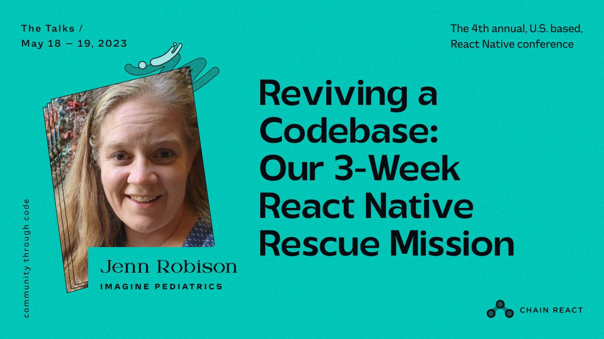 _codejenn's tweet image. Super excited to join the lineup @ChainReactConf for 2023. I had such an amazing time in 2019 and I can&apos;t wait to be back in May.
Don&apos;t let a legacy codebase scare you!