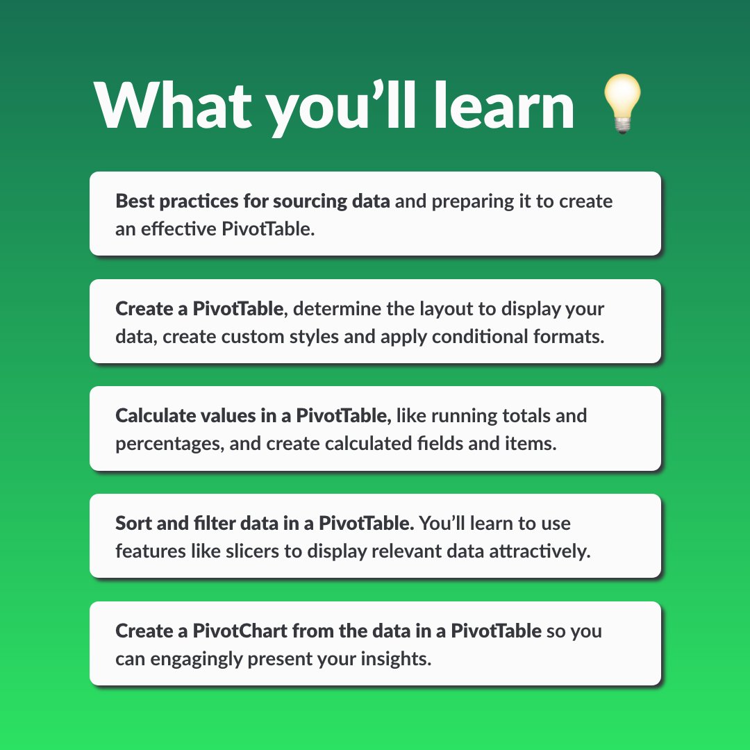 getgoskills's tweet image. We have a dedicated course to help you master one of #Excel&apos;s most powerful tools: #PivotTables 🚀

Taught by Microsoft&apos;s Most Valuable Professional (MVP) @kpuls, this course is one of our top picks!

👉 You don&apos;t want to miss out on this certification: goskills.com/Course/Pivot-T…