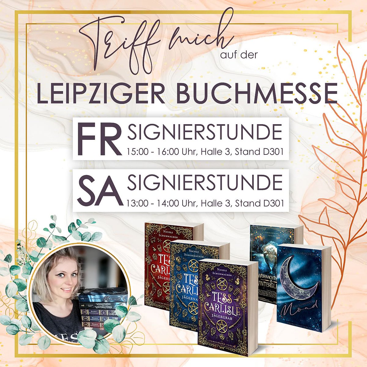 ✨ LBM 23 SIGNIERSTUNDEN ✨

#LeipzigerBuchmesse #BuchmesseLeipzig #BuchmesseLeipzig2023 #LeipzigerMesse2023 #LBM #LBM2023 #Buchmesse #NicoleSchuhmacher #Autorin #Autorenseite #Autorenleben #Messe #Signieren