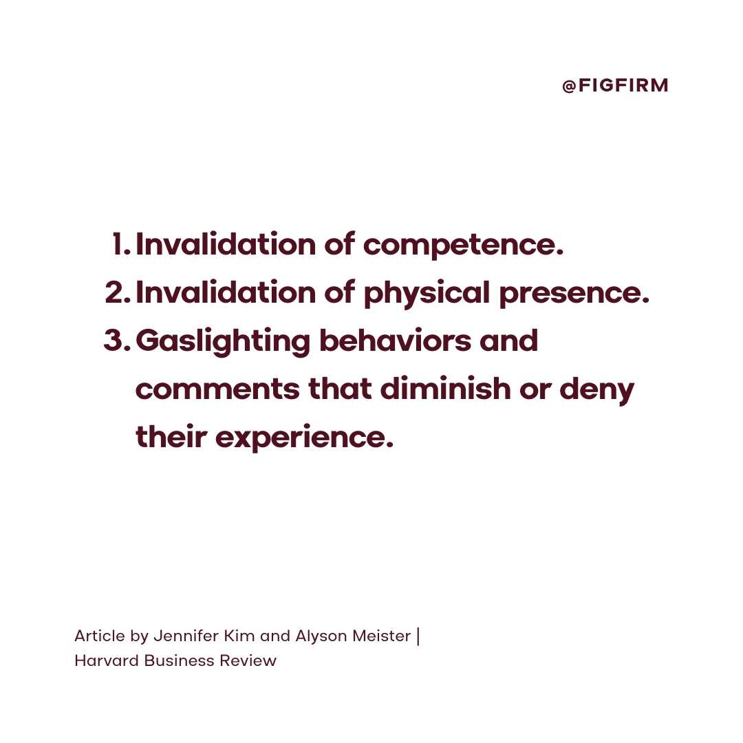 figfirm's tweet photo. Have you seen any of these microaggressions at your workplace? Or worse- have these ever happened to you? https://t.co/MS6LEdQaaX
