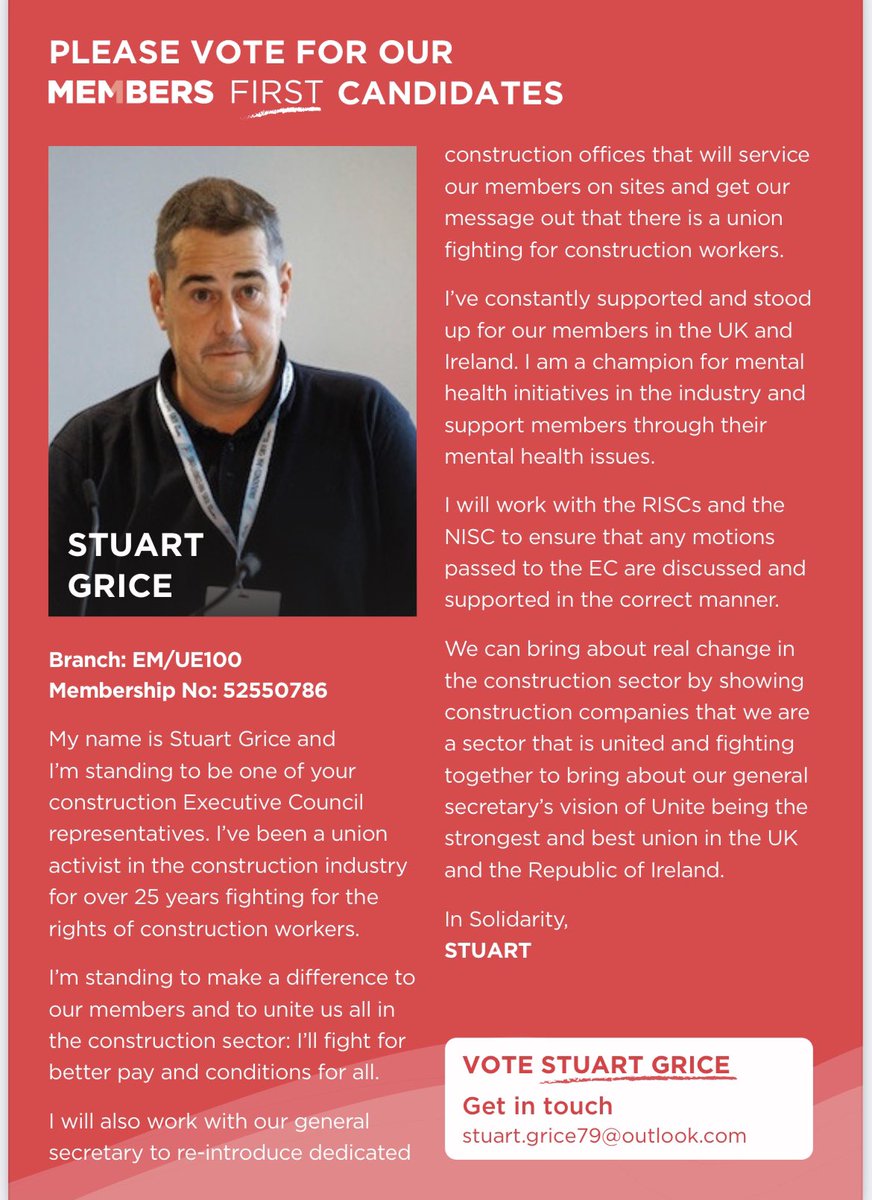 Thank you to all Unite construction sector members that have put there faith in me to be one of your Executive council members. I’ll represent you with honesty, dignity and respect. 
And commiseration’s to @BillyParry16 who just missed out . #MembersFirst