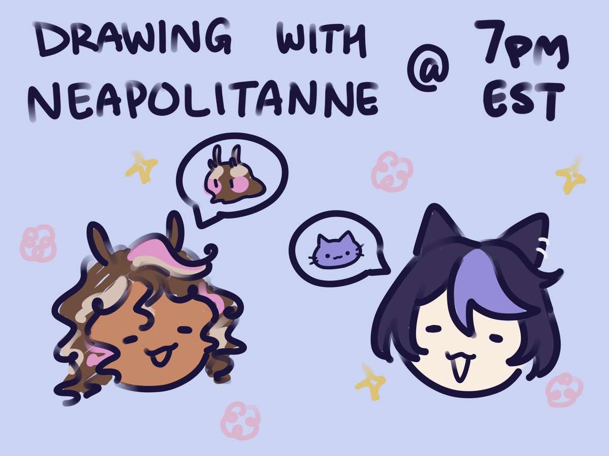 muraselune's tweet photo. Tonight at 7pm EST, I’ll be joined by @neapolitanne to draw our friends as cats :) and possibly slimes and other lil critters🪱 See you soon!
#vtuber #envtuber https://t.co/aGcpWi29tV
