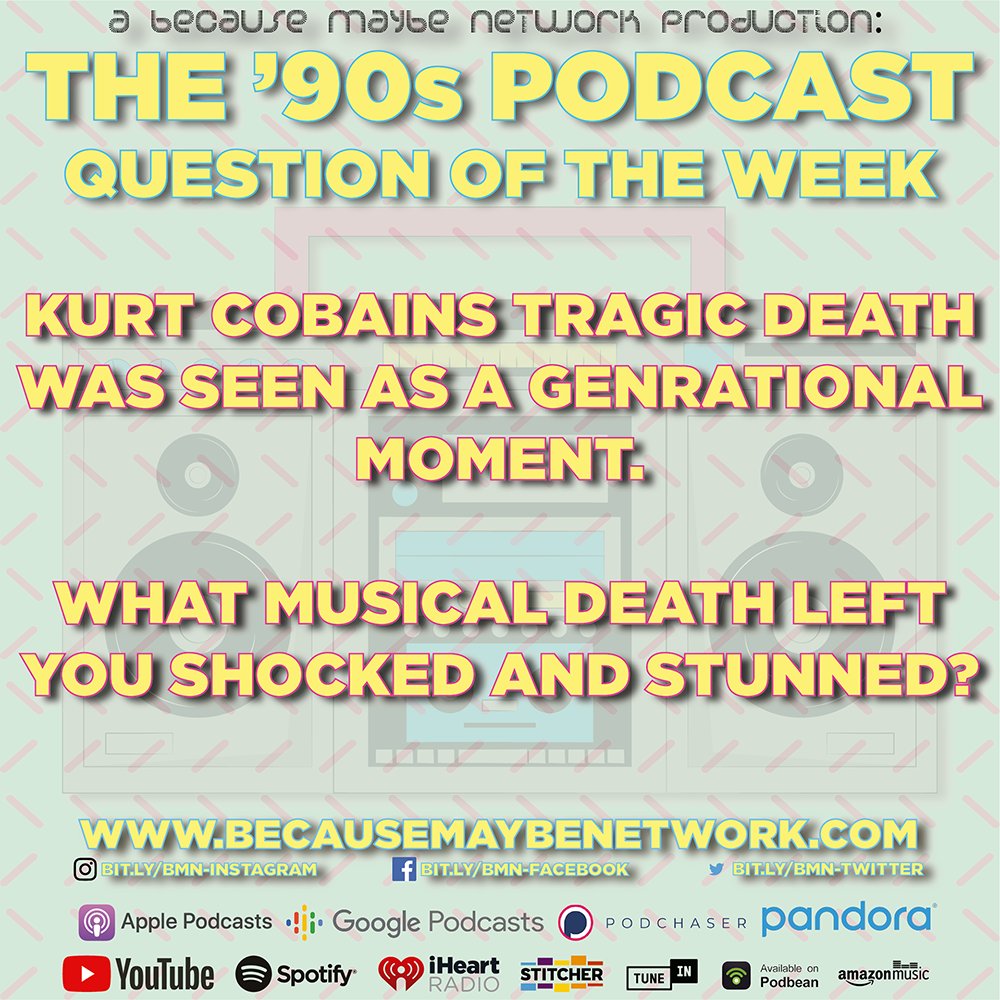 As we leave our tributes behind us, we have one final question. New episode announced tomorrow.

bit.ly/90sP-S09-E11

#90spodcast #podcast #nostalgia #throwback #90s #scenesofthe90s #90smusic #rip #tribute #eazye #jeffbuckley #michaelhutchence #kurtcobain