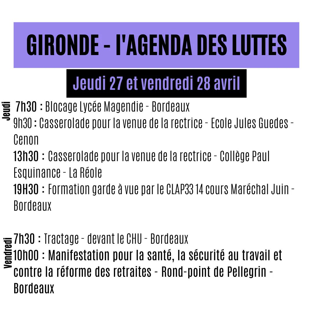 SolInfoGironde's tweet photo. La suite du programme de la semaine 📢
On compte sur vous 👍 https://t.co/2olCtlLFnf