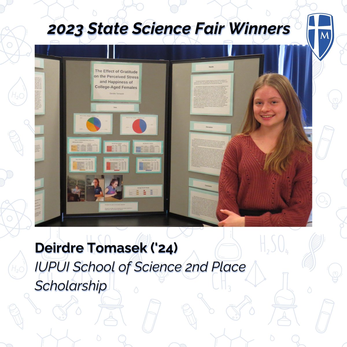 MarianHSKnights's tweet photo. Congratulations to Sophie Pairitz, Madelyn Samuels, Luke Reynolds, Deirdre Tomasek, and May Weston who placed at The Hoosier Science & Engineering Fair. Most awards received included $2,000+ in renewable scholarships!
#ScienceKnights https://t.co/YPqYuEWBdk