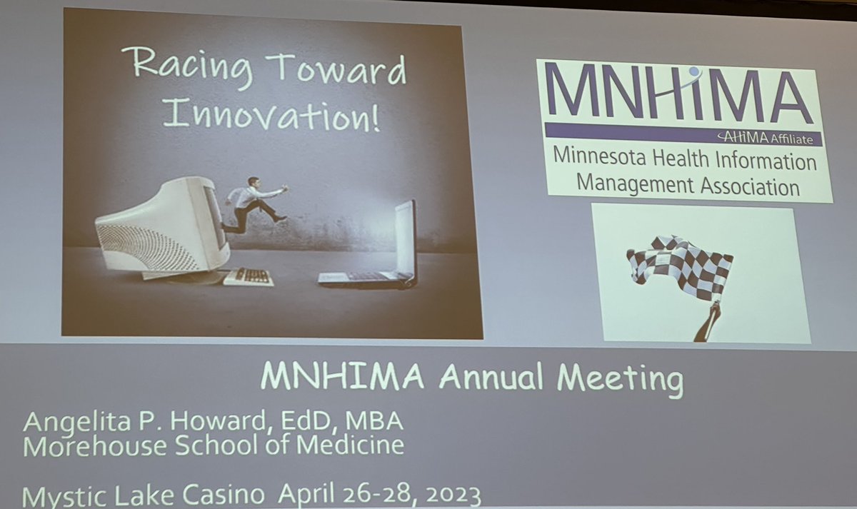 CoderCoryB's tweet photo. @MNHIMA Launching into the afternoon with Angelita Howard, EdD, MBA, as she presents Let Us Grow Together: Generating Pipelines for Health IT. https://t.co/uNpbI2rkO9
