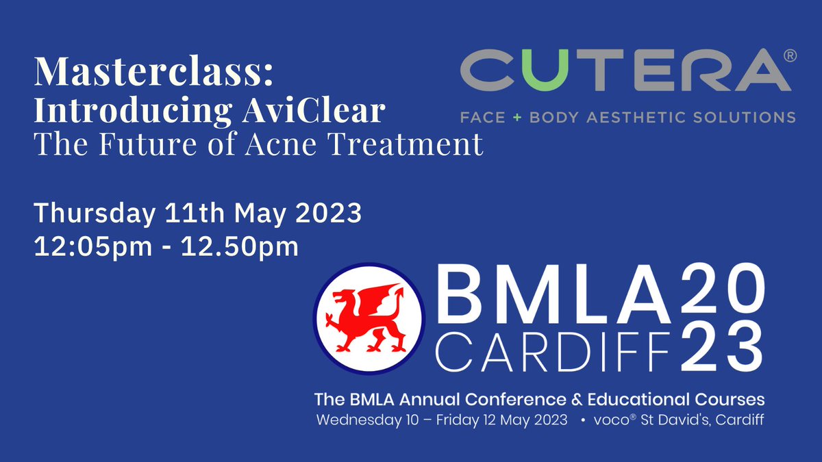 Join Dr Emma Craythorne, <a href="/one_welbeck/">OneWelbeck</a> at #BMLA2023 for this <a href="/Cutera/">Cutera</a> Masterclass 'The Future of Acne Treatment' 
Conference Programme: bit.ly/3HijRGe