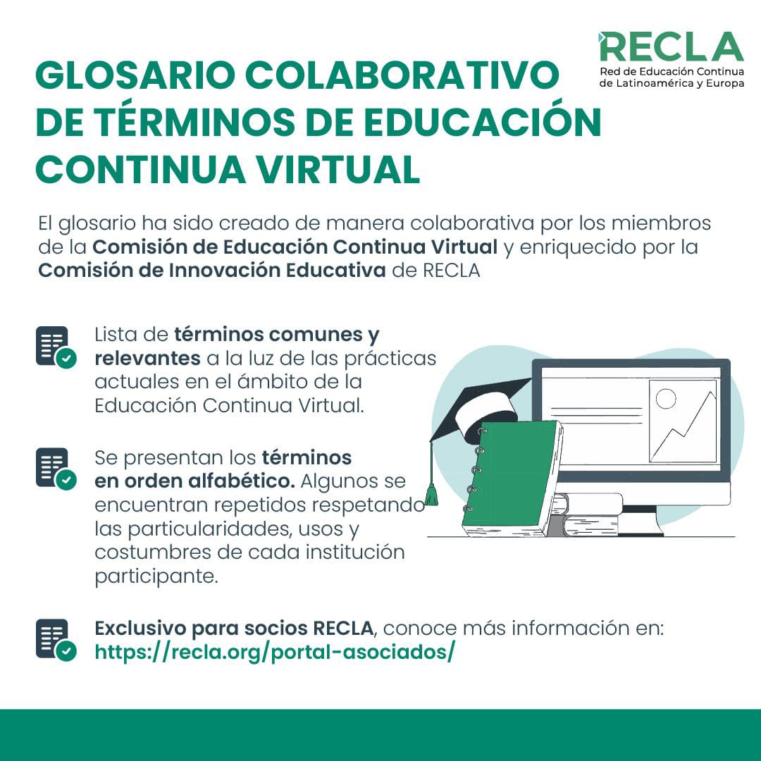 #EducacionADistancia #ELearning #EducacionVirtual #EntornoPersonalAprendizaje #EntornoVirtualAprendizaje #EntornosAprendizajeInteligentes a veces usados como sinónimos es importante conocer las diferencias, por eso este glosario que creamos para los asociados a <a href="/RECLAorg/">Red de Educación Continua de Latinoamérica y Europ</a>