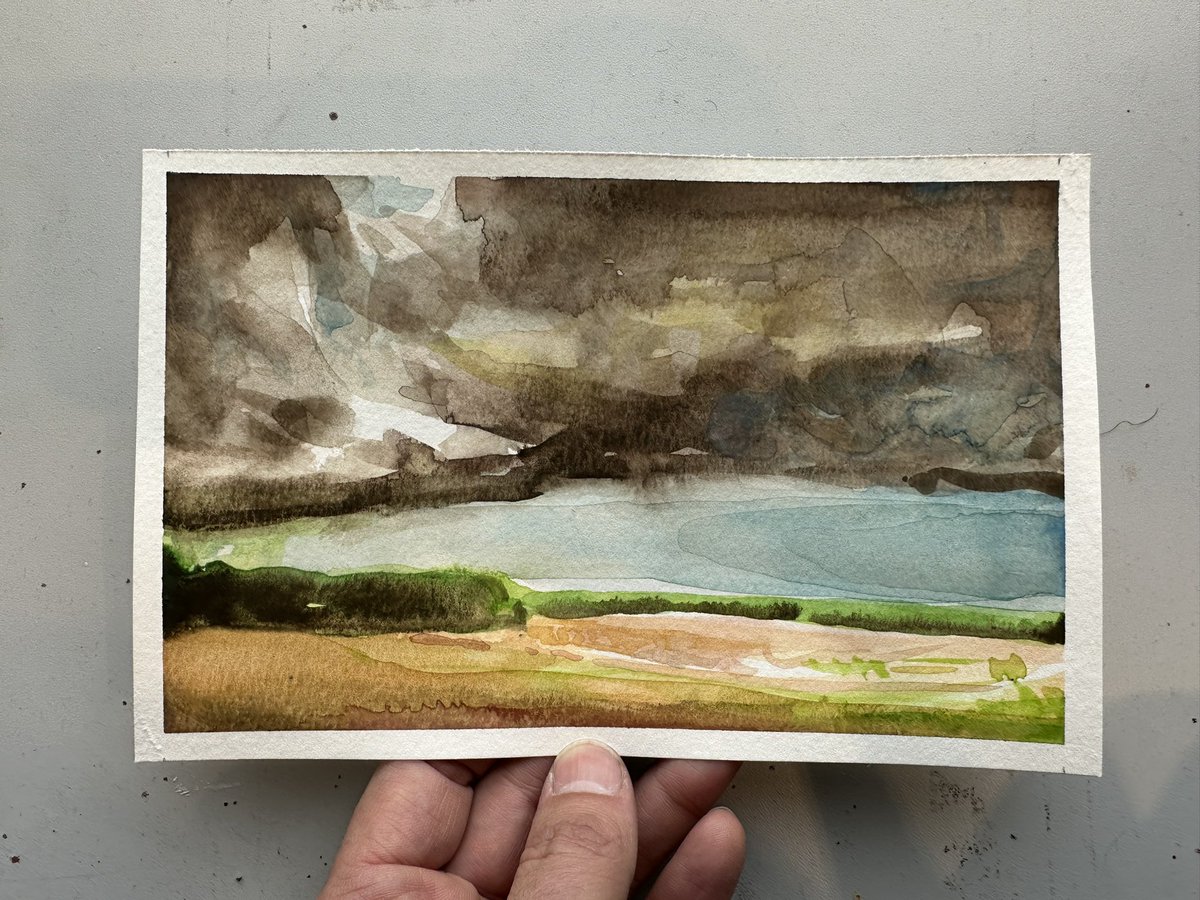 JayBaileyArt's tweet photo. Dusk in Dripping Springs, watercolor on cold press paper, 8.5”x5.5”, 2023
.
Somber clouds in Texas Hill Country painted on a day that a page turned. https://t.co/UzdKoMFTcR