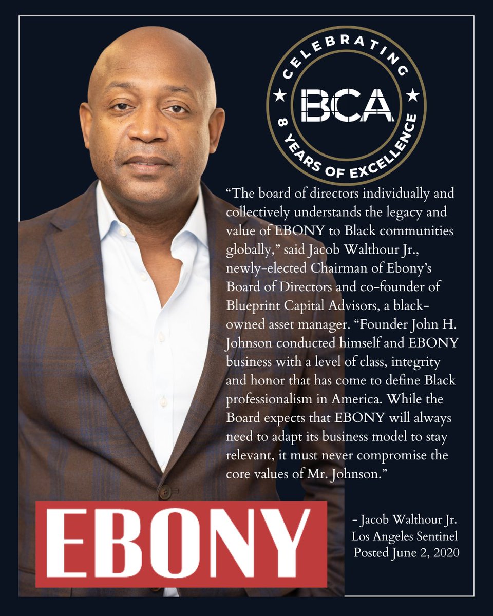 Saving the iconic company that gave me my first window into black excellence and success was one of our most important transactions.  
⁠
#BlueprintCapitalAdvisors #JacobWalthour #SupportBlackBusiness @ebony @jacobwalthour