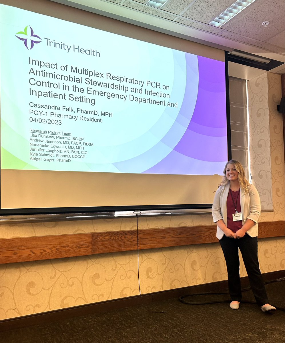 THGRPharmRes's tweet photo. Excited to support our residents this week as they present their longitudinal research projects @glprc regional residency conference! First up @cass_lynae presenting on mPCR’s impact on antimicrobial prescribing and infection control outcomes! 🦠💊 https://t.co/CoCkfdmiiN