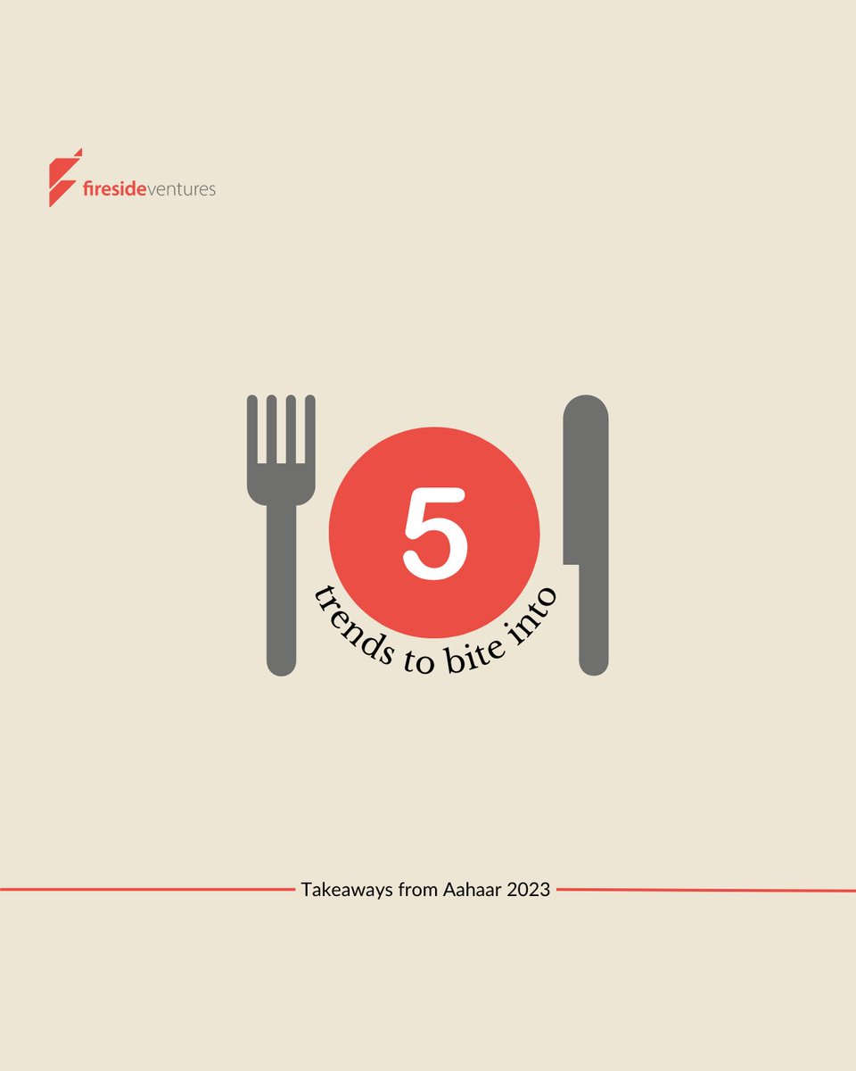 firesideventure's tweet photo. @firesideventure' Jyotbir Singh recently attended Aahar '23 in New Delhi, which showcased 1000+ F&amp;B companies from around the world. Here are some interesting trends he spotted that we're quite excited about. Do reach out if you're doing something interesting in this space. https://t.co/tSnMpDh6Z5