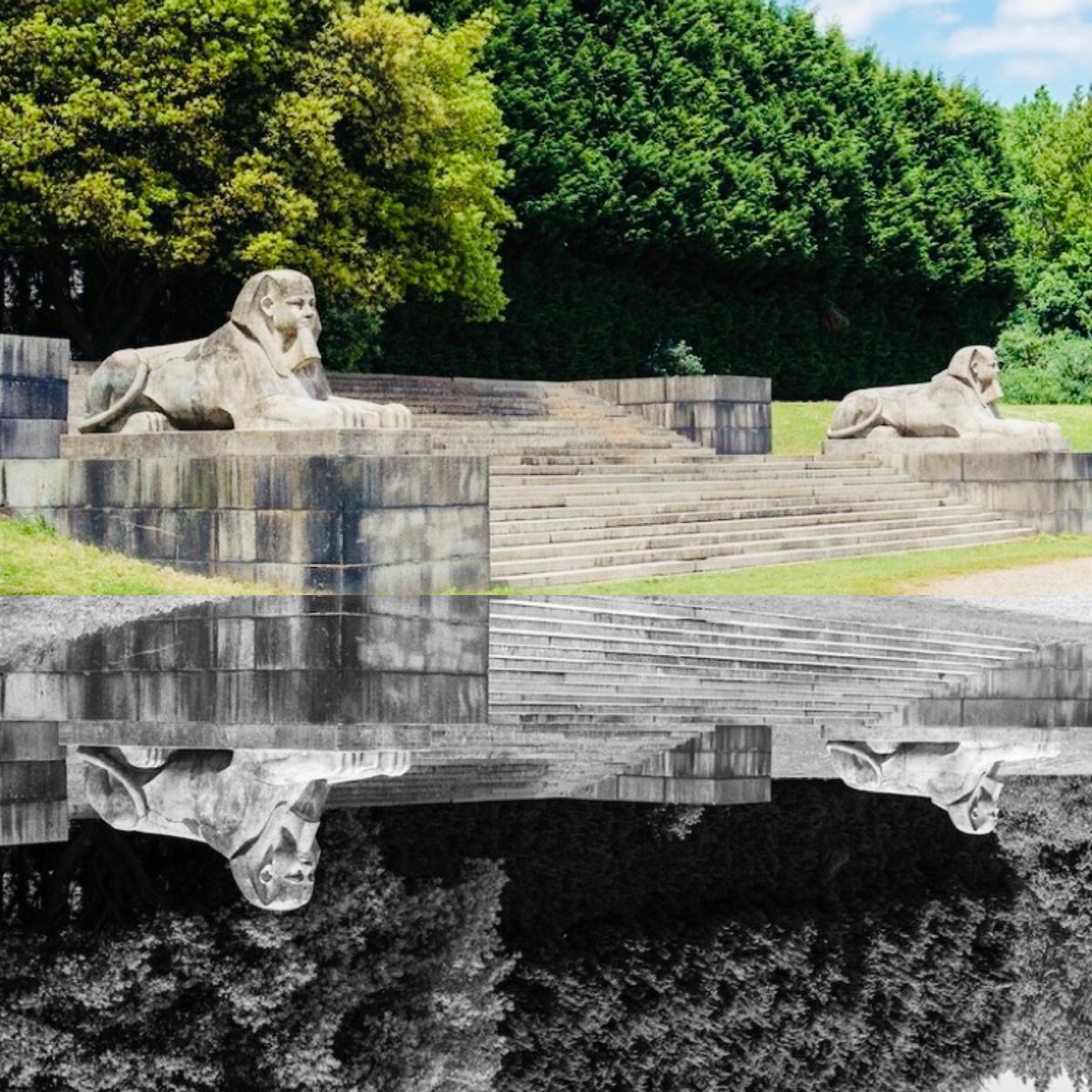 otimoneal's tweet photo. Heru-em-Akhet / Heru-Rises - Crystal Palace Park 2017 #sphinxes #crystalpalacepark #kemet #greatexhibition #1851 #Egypt #parks #herurises #Photography #lifeisart #art #visualart #mirror #blackandwhite #restoration #ancientegypt #ancientkemet #trillnoir #yamnbananas #parklife https://t.co/T1c5SKkaMw