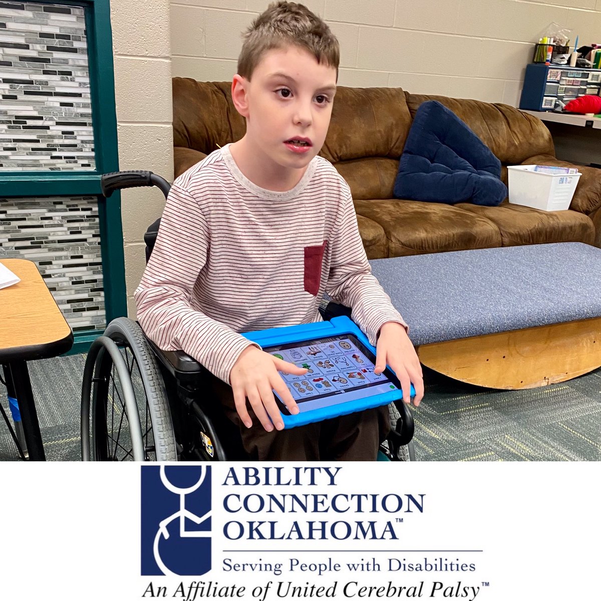 AbilityOK's tweet photo. Congratulations Hayden, we can't wait to hear your words! Thanks to generous donors, Hayden received an iPad and speech app through our New Voices program :)  #acokNewVoices https://t.co/vKtfELRQxv