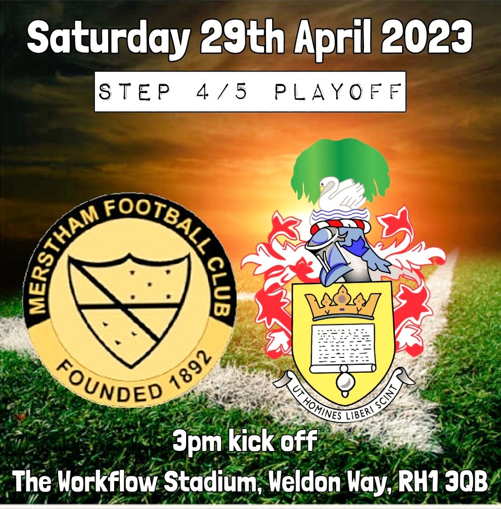 EghamTown's tweet photo. PLAYOFF CONFIRMATION:
@MersthamFC1892
v @EghamTown 
COME ON EGHAM!!!
#SarnieArmy #sarnies https://t.co/NOJgwymmp5