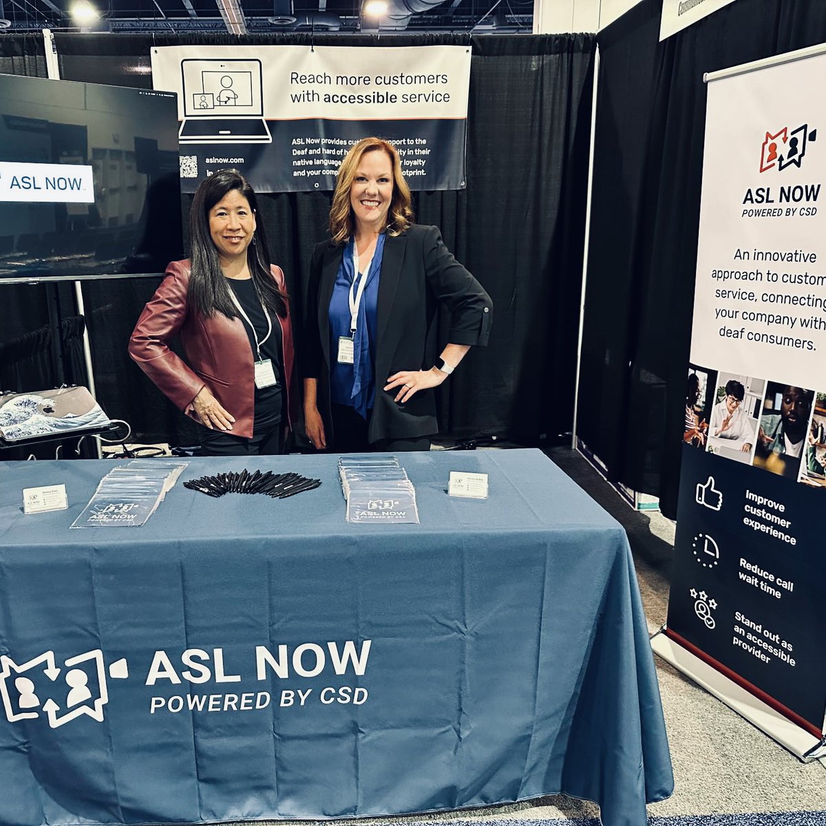 asl_now's tweet photo. We love everyone we're meeting at the Call and Contact Center Expo here in Vegas! Come stop by (Booth 2051) and meet with us to discuss how we can help your business elevate its customer service experience. #CCCLV23 #CallContactUS https://t.co/Il2rTxBmaO