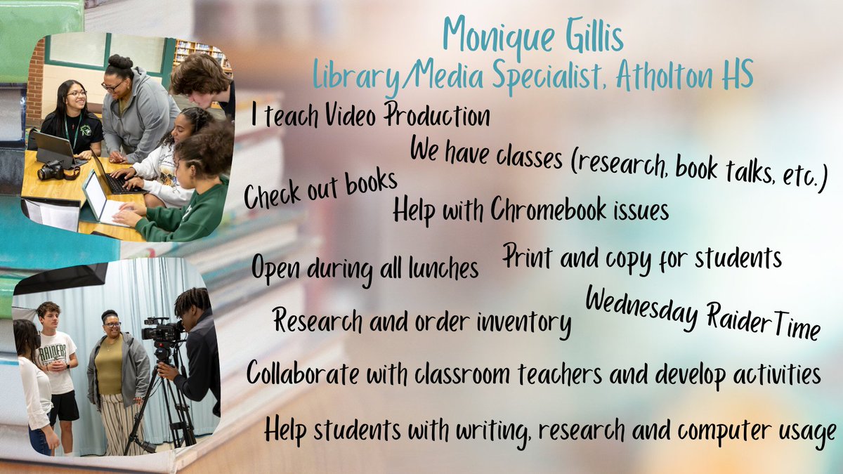 HCPSS's tweet photo. DYK it's School Library Month? We recently caught up with Atholton HS Media Specialist Monique Gillis and found that her days are anything but typical. Be sure to thank your media specialist for all they do! #CelebrateHCPSS #AASLslm #SchoolLibraryMonth @aasl @hcpsslibmed https://t.co/GpkW9S0bbw