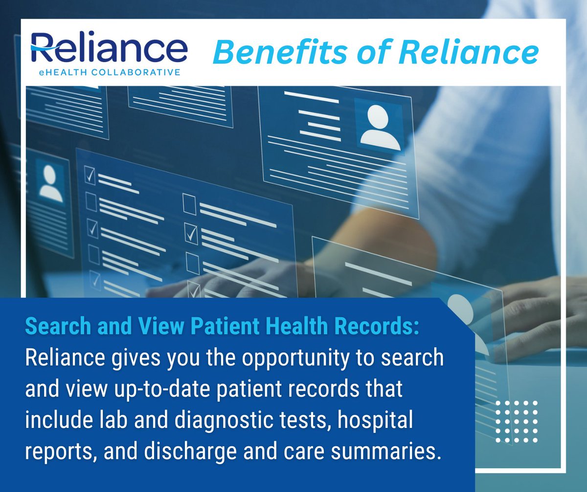 efmaddox's tweet photo. RelianceHIE: Healthcare providers, manage patient health records more efficiently with Reliance HIE. Access up-to-date information, make informed decisions about patient care no matter where they access healthcare. Learn more at https://t.co/kclMTbhBLw … https://t.co/AmeeDzBCGi