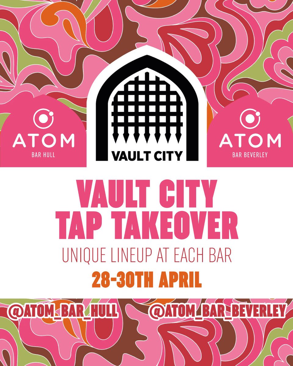 Atom - Hull (@atombarhull) on Twitter photo Get your tastebuds ready because it’s nearly time for the @vaultcitybrew tap takeover here at Atom Hull and <a href="/AtomBarBeverley/">Atom - Beverley</a>!
We’re filling 6 of our lines of Vault City’s lip-smacking sours and cheeky stouts! Get your tastebuds ready because it’s nearly time for the @vaultcitybrew tap takeover here at Atom Hull and <a href="/AtomBarBeverley/">Atom - Beverley</a>!
We’re filling 6 of our lines of Vault City’s lip-smacking sours and cheeky stouts!