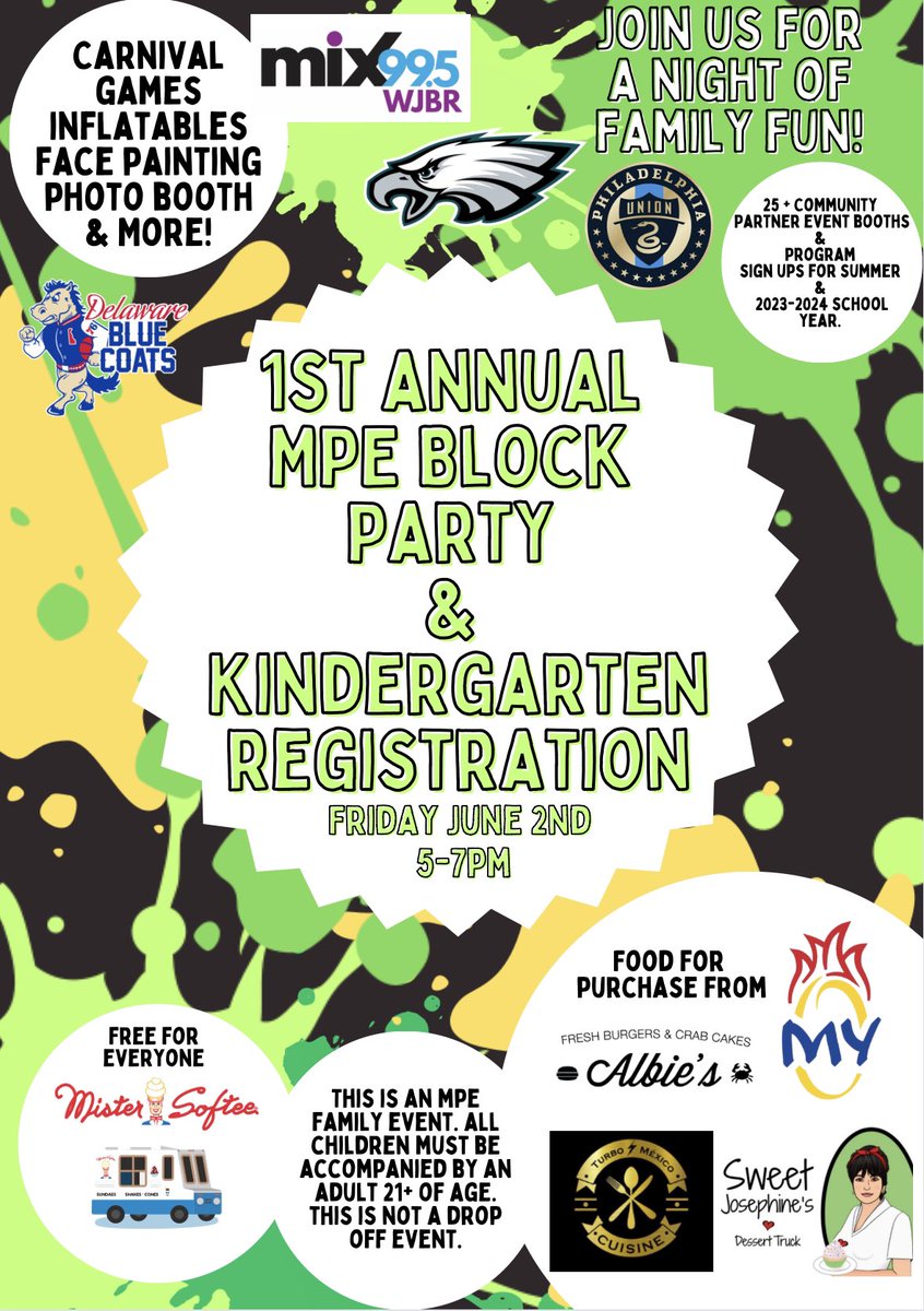 ElementaryMount's tweet photo. We can’t wait to see all of our current and soon to be MPE families at our 1st Annual MPE Block Party &amp; KN Registration event!! 

Friday June 2nd from 5-7pm at MPE! 

💚🏫🐉✨ 

#weareMPE  #dragonpride #weareBSD 

@BSDk12 @Lavina_BSD https://t.co/o5uBV9kfq1