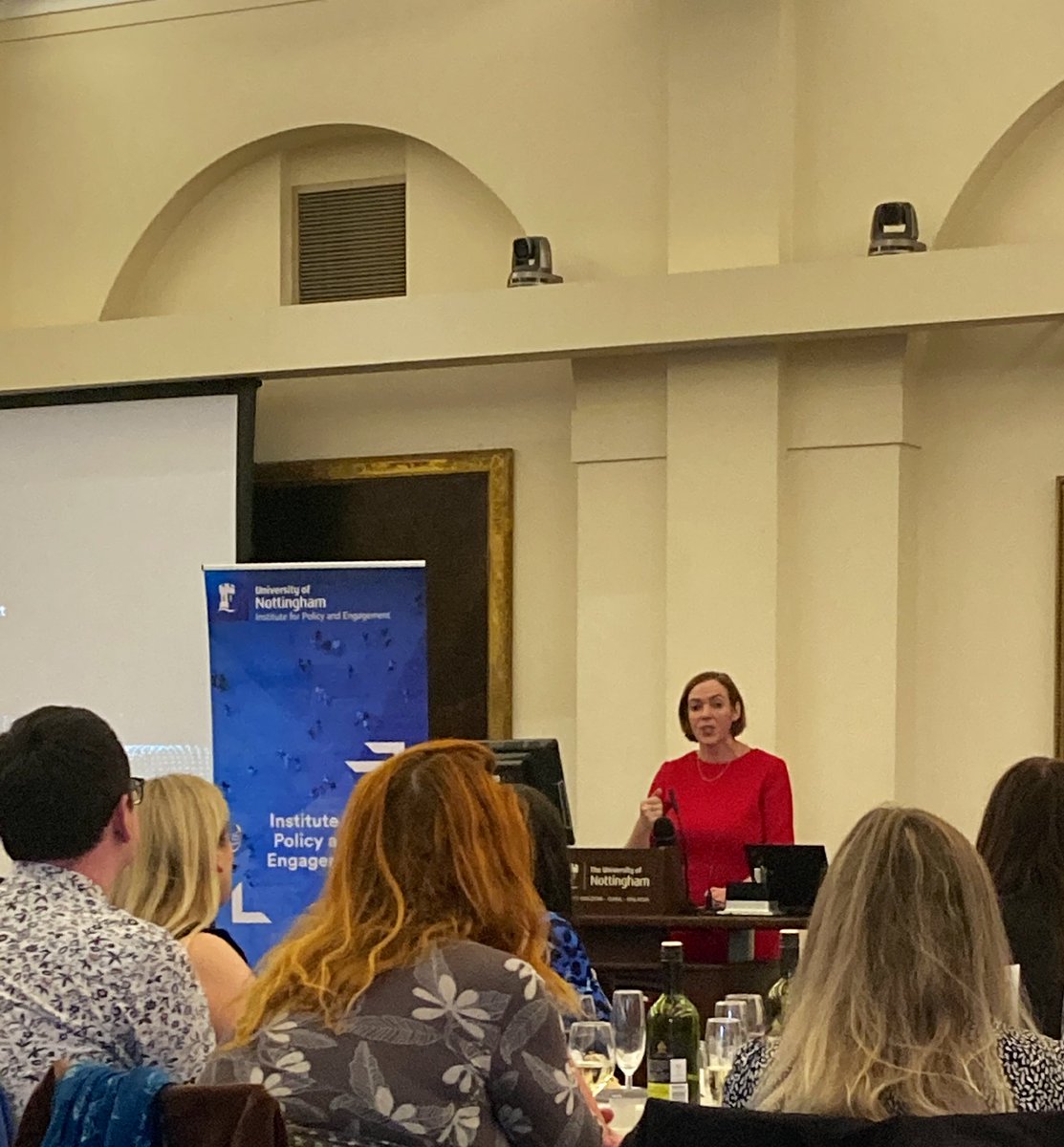 UoN_Institute's tweet photo. Prof Sarah Sharples, Chief Scientific Adviser at @transportgovuk and former PVC here at @UniofNottingham gives the keynote speech at the Awards, speaking about the importance of policy impact and public engagement in making a difference in the world. @UoNPressOffice https://t.co/m5Eg12PKtM