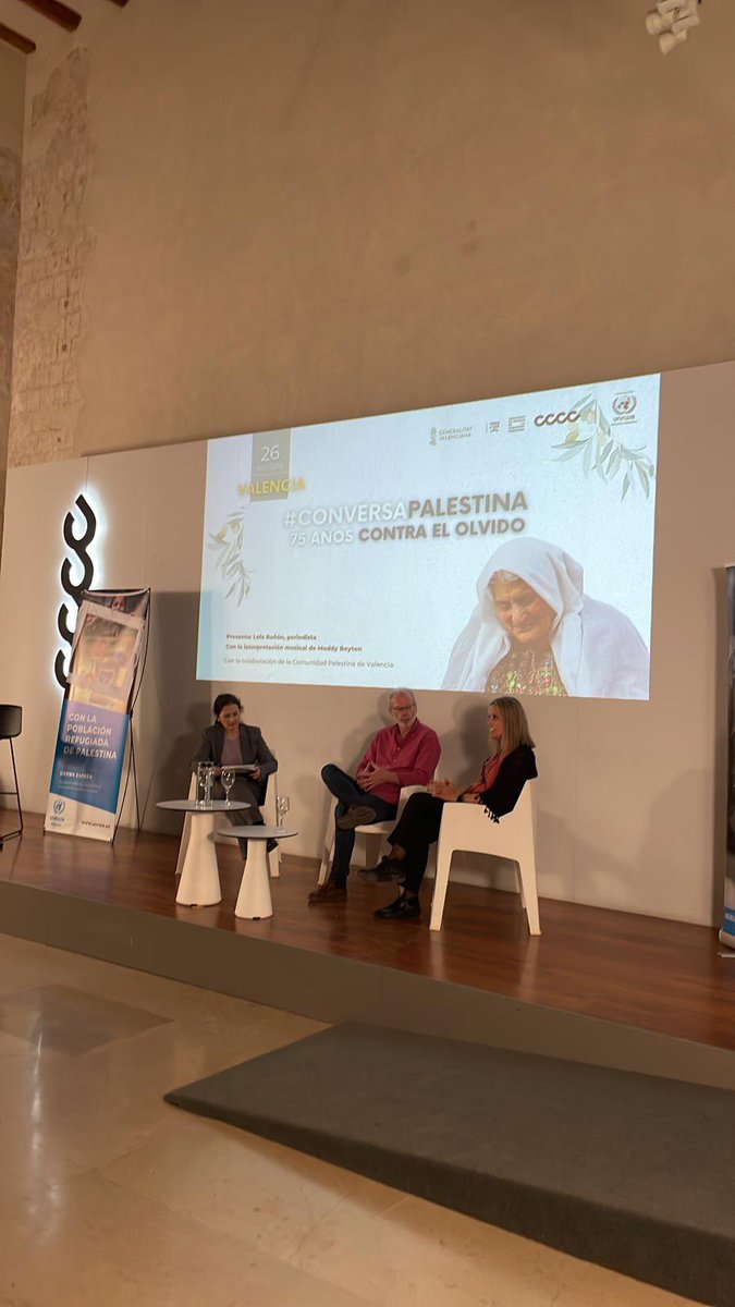UNRWAes's tweet photo. “UNRWA es testigo vivo de la historia de las personas refugiadas de Palestina. Y lo seguiremos siendo hasta alcanzar una solución justa y definitiva”, @Raquel_Marti_ 

#ConversaPalestina
#75años #ContraelOlvido

@centredelcarme 
@generalitat
@SusoNunez https://t.co/Ejcmbvivr4