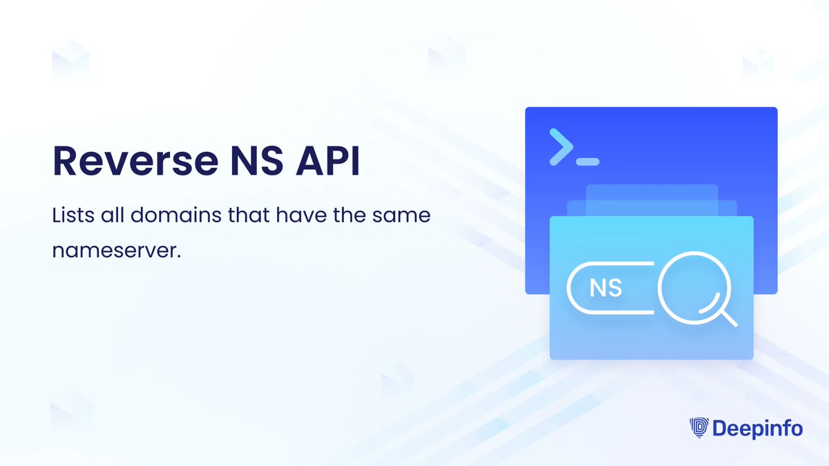 Deepinfo's tweet image. Thanks to well-indexed and up-to-date domain data, you can find all domains pointing to the same nameserver.
Reverse Name Server API takes a nameserver as input and returns all the domains with the same nameserver. 
#domain #nameserver #data #api #cybersecurity