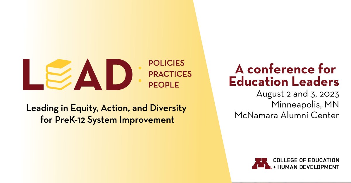 Early bird pricing ends Monday! Learn more and register for the 2023 Leading in Equity, Action, and Diversity (LEAD) conference: cehd.umn.edu/lead
#CEHDLead
