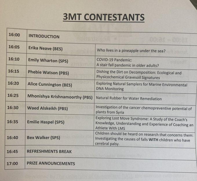 PhebiewatsonP's tweet photo. It was great to take part in the Three Minute Thesis competition today, such a challenge and feel like I really stretched my skills! Congratulations to the winners it must have been difficult to choose you all smashed it! https://t.co/Fe1j0Q6dmU