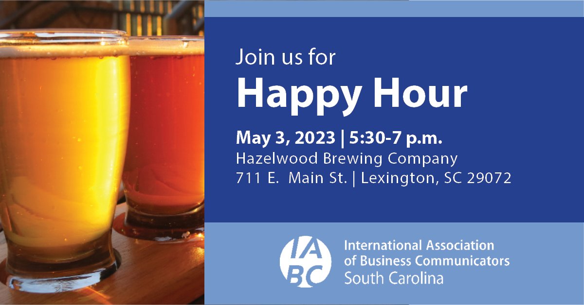 It's time for happy hour — come sip on some local brews with your favorite IABC folks! We've got the upstairs reserved next Wednesday, May 3, at Hazelwood Brewing Company in Lexington from 5:30-7 p.m. See you then! Add to calendar: bit.ly/3V66FtN