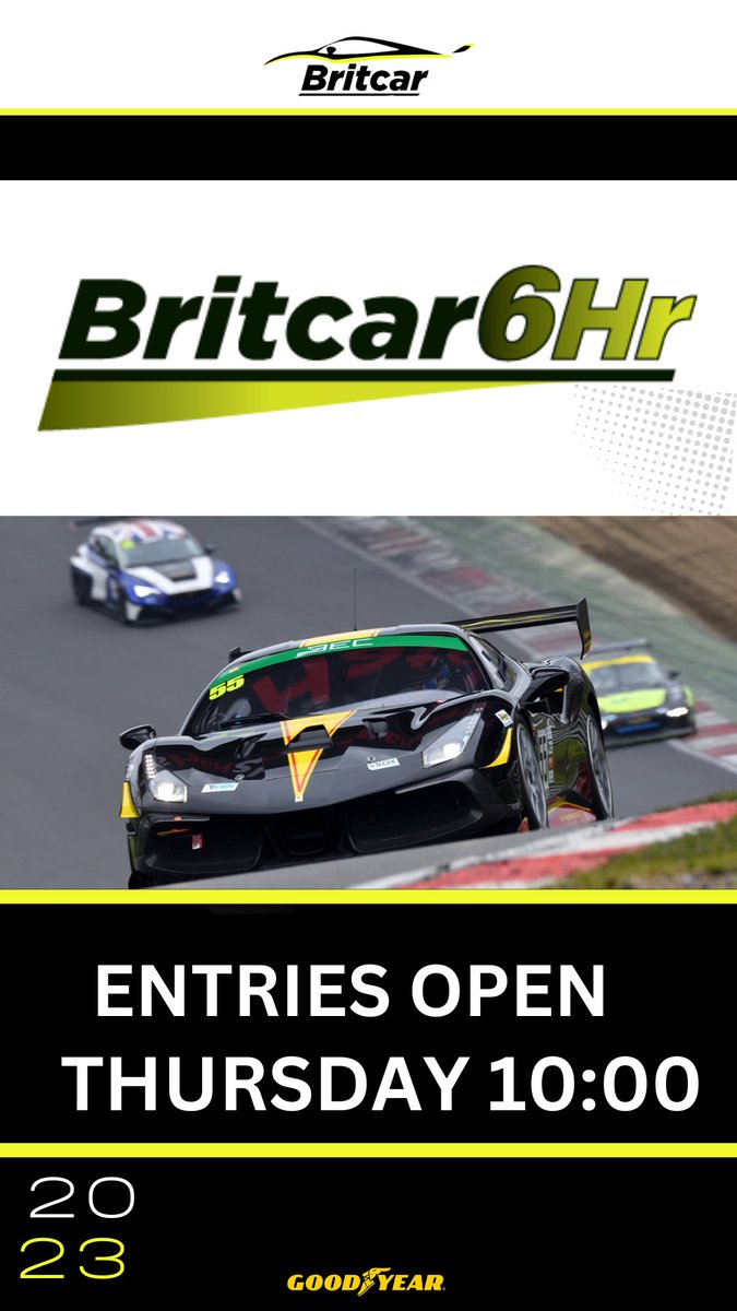 JFWGFW's tweet photo. The wait is almost over! Entries for the Britcar 6 hour race open TOMORROW! 

We are so excited to see the return of these much missed longer races and cannot wait to see you all at Donington GP on the 22nd of July 2023 🏁

entries will open tomorrow … https://t.co/0jACFXUbf0