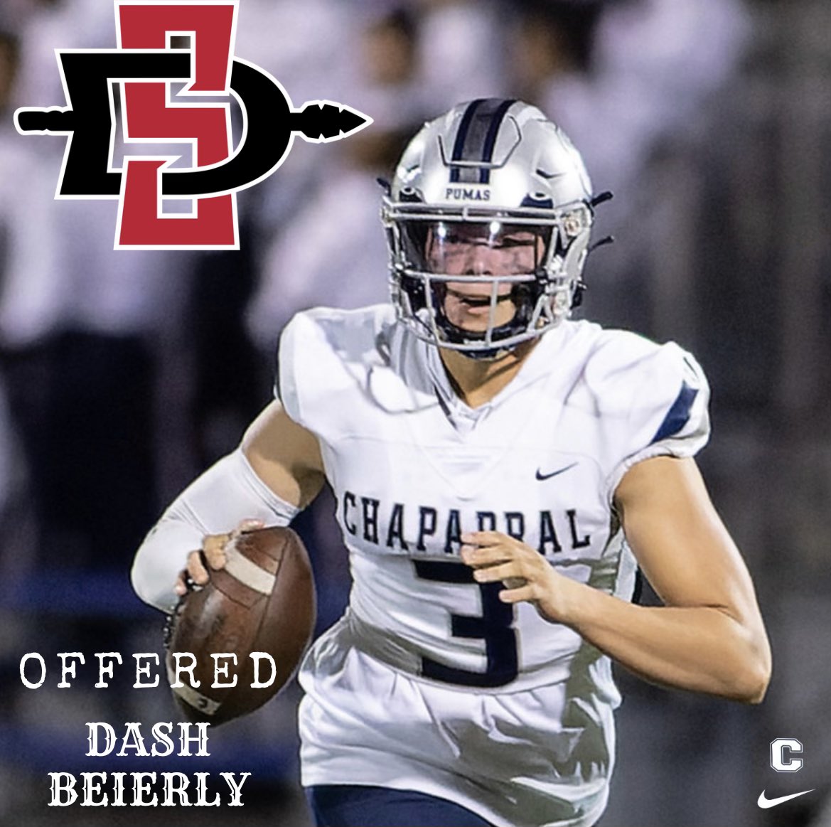 Thankful for the offer to attend and play for <a href="/GoAztecs/">San Diego State Aztecs</a> Football.  Grateful to my Teachers, Teammates, and Coaches for helping me receive this opportunity. <a href="/BradyHoke/">Brady Hoke</a> <a href="/CoachRLindley/">Ryan Lindley</a> @CoachDeakinSDSU <a href="/KingJB01/">Jimmy Beal</a>  <a href="/GregBiggins/">Greg Biggins</a> <a href="/ChadSimmons_/">ChadSimmons</a> <a href="/adamgorney/">Adam Gorney</a> <a href="/CraigHaubert/">Craig Haubert</a> <a href="/chaparralpumafb/">Chaparral Puma Football</a>