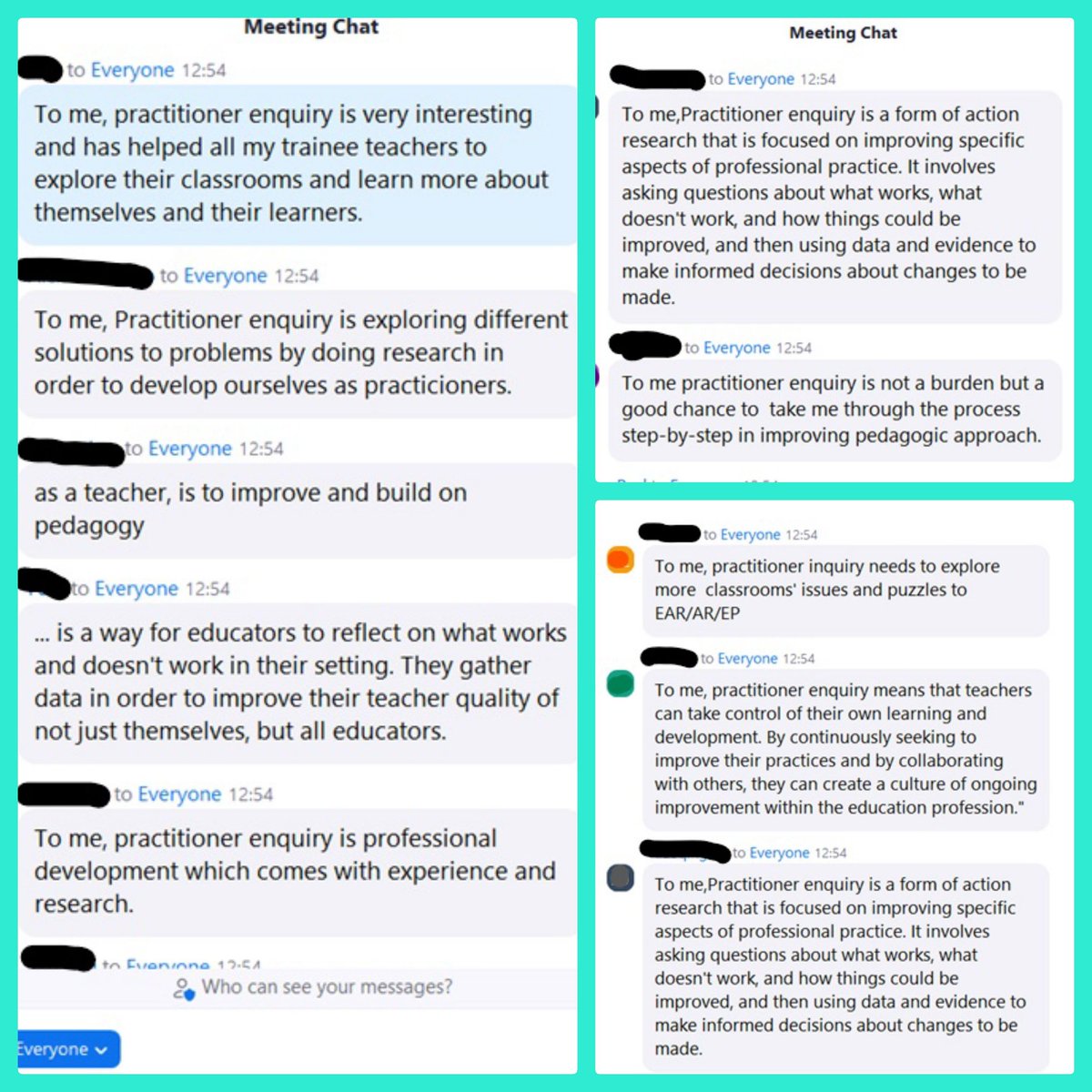 ciliagr's tweet photo. "What is #PractitionerEnquiry to you?" I asked my #iPGCE students today. Here are some initial thoughts ๐
#PLTE #Pedagogy #TeacherResearch #AR #EP #EAR https://t.co/cQHT8F5IPy