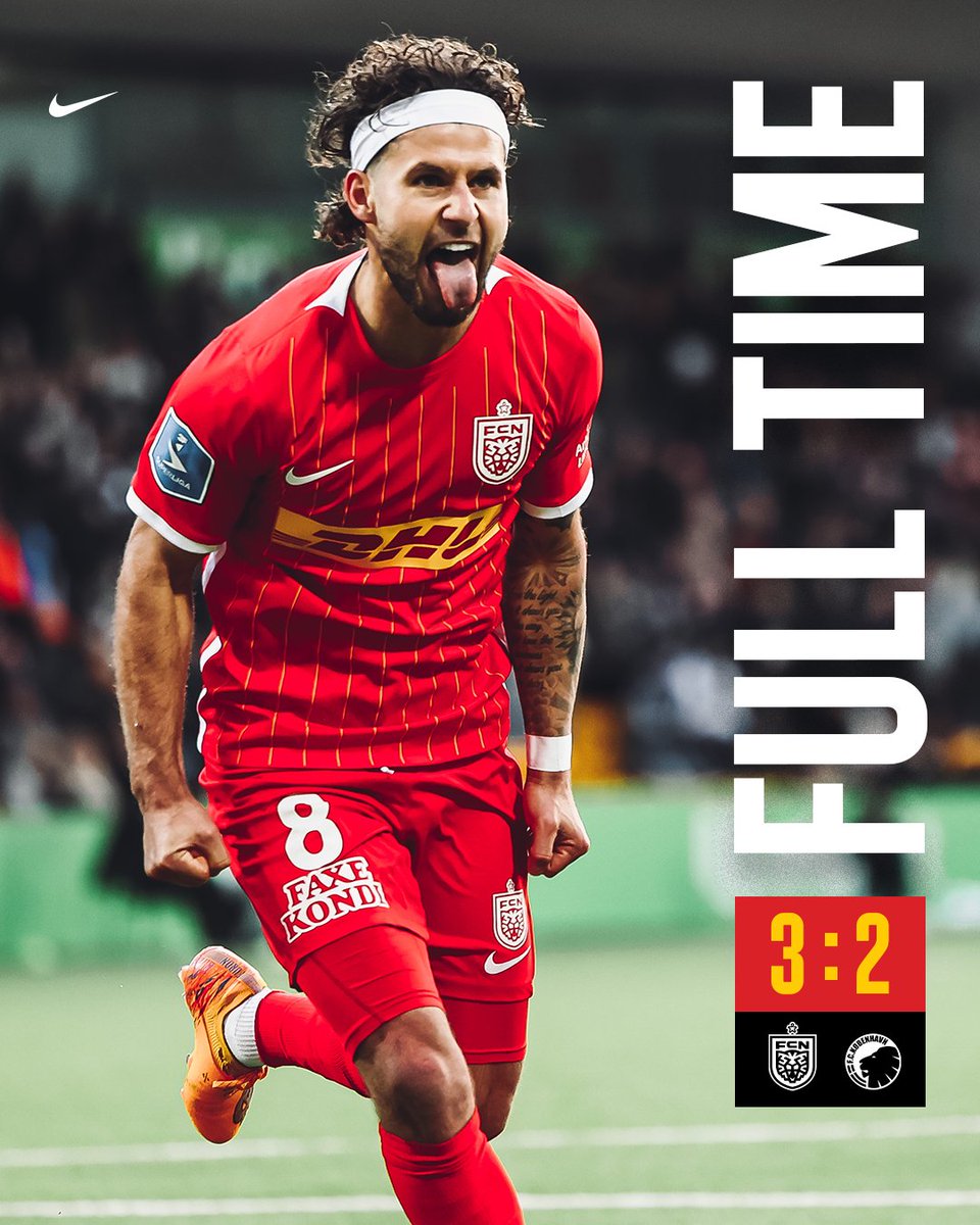 FCNordsjaelland's tweet photo. 𝐒𝐄𝐉𝐑! 
Et hæsblæsende opgør ender med en 3-2 sejr i den første semifinale mod FC København! 💥🐯

Dermed har vi et fint udgangspunkt inden returkampen i Parken på torsdag den 4. maj 💪

#FCNFCK #Pokalen https://t.co/oVvEHZTtyU
