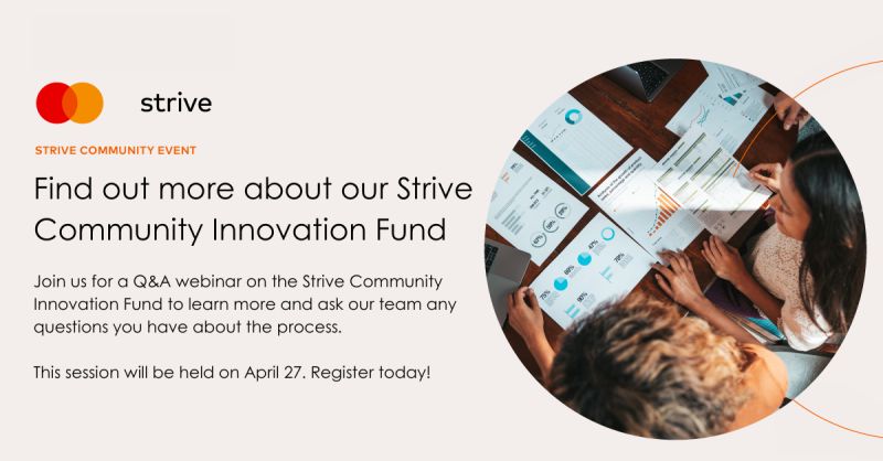 Have questions about applying to the #StriveCommunity Innovation Fund? 

Join <a href="/StriveBusiness/">Strive Community</a> tomorrow for a Q&amp;A webinar to learn more about applying.

📅 April 27 | 7 AM ET

Register now 👇bit.ly/3n9L8Uw

#SmallBusiness