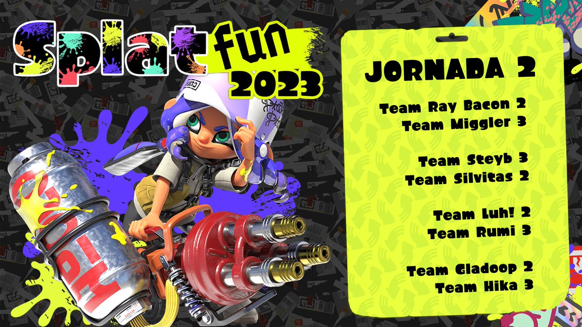 InkhubES's tweet photo. 🦑🚨 ¡¡Resultados del #Splatfun2023!! 🚨🐙
Ya tenemos los resultados de la 2ª Jornada del #Splatfun2023:
#TeamRayBacon 2-3 #TeamMiggler
#TeamSteyb 3-2 #TeamSilvitas
#TeamLuh 2-3 #TeamRumi
#TeamGladoop 2-3 #TeamHika
¡Mañana la #Tintertulia y se confirmará todo en el VARco! https://t.co/17DfDAXi9b