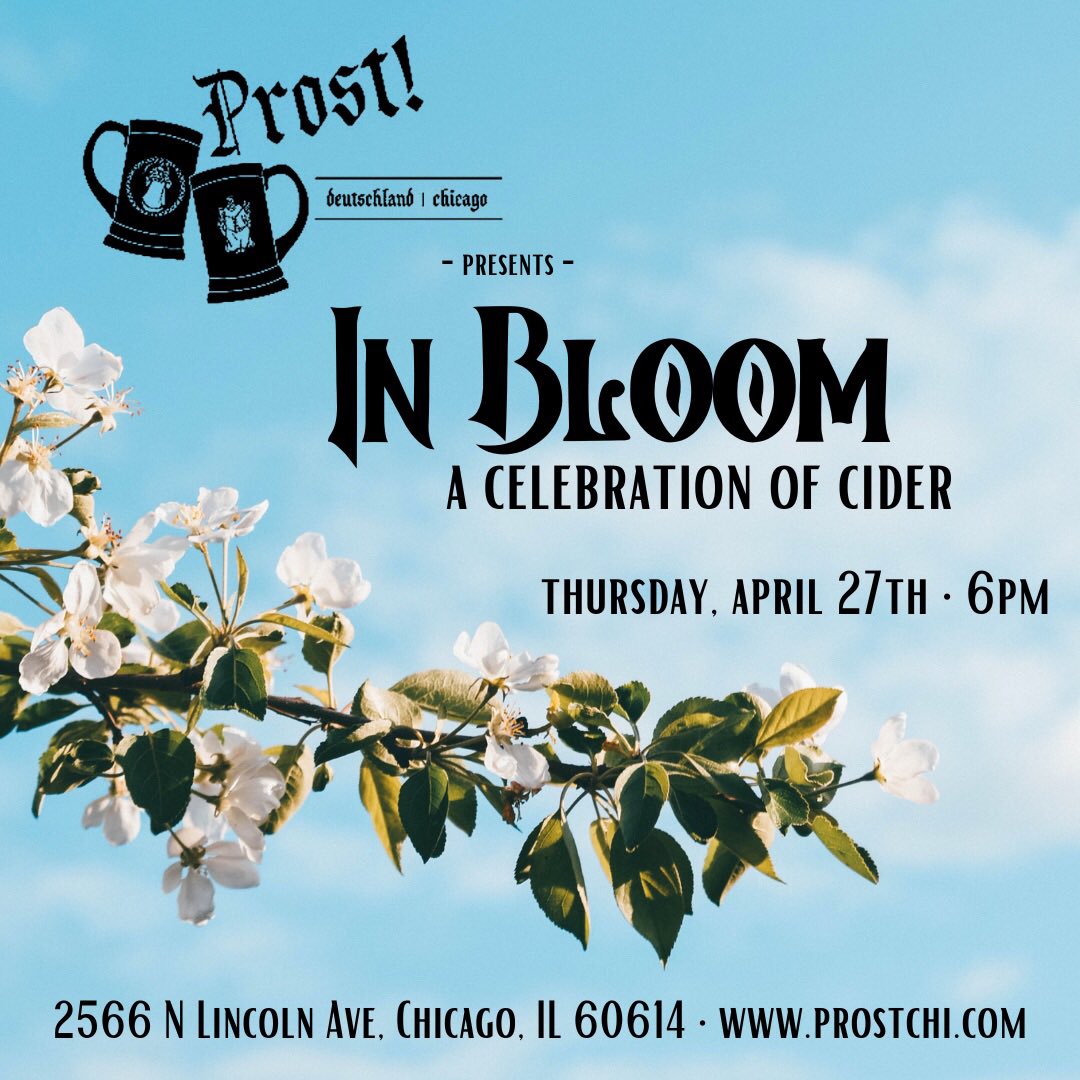 Cider Brian (@chicagocider) on Twitter photo Join us tomorrow (Thurs April 27) at Prost! 2566 N Lincoln Ave for “In Bloom: A Celebration of Cider.”
<a href="/FarnumHillCider/">Farnum Hill Ciders</a>
<a href="/UncleJohnsCider/">Uncle John</a>
<a href="/stemciders/">Stem Ciders</a>
<a href="/Northmancider/">Northman Cider Co</a>
<a href="/sincider/">Original Sin Cider</a>
<a href="/puxcider/">Pux Cider</a> Join us tomorrow (Thurs April 27) at Prost! 2566 N Lincoln Ave for “In Bloom: A Celebration of Cider.”
<a href="/FarnumHillCider/">Farnum Hill Ciders</a>
<a href="/UncleJohnsCider/">Uncle John</a>
<a href="/stemciders/">Stem Ciders</a>
<a href="/Northmancider/">Northman Cider Co</a>
<a href="/sincider/">Original Sin Cider</a>
<a href="/puxcider/">Pux Cider</a>