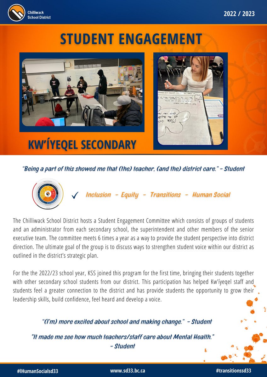 This Strat Plan Story Series celebrates the daily successes across the district that promote and are aligned with our Strategic Plan. This week's story from Kw’íyeqel  Secondary highlights the power of giving students voice.  sd33.bc.ca/strategic-plan…  #sd33learns #literacysd33