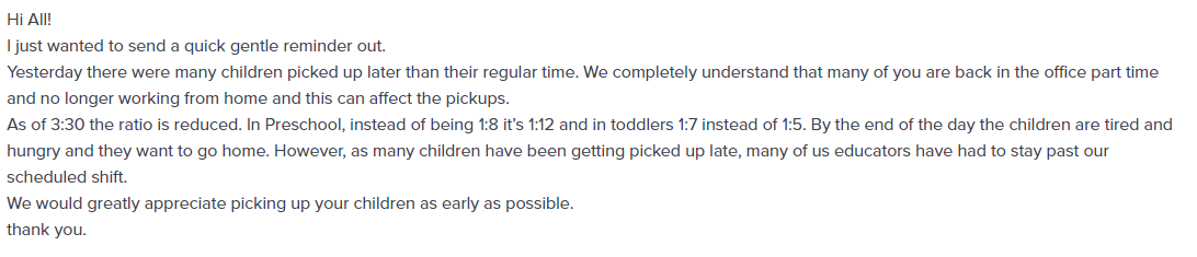 Dear people at TBS who decided to send us all back to the office 2-3 days a week, this is what some parents are dealing with. Daycare has adapted to us WFH and doesn't want to go back to the old ways. What are parents supposed to do?