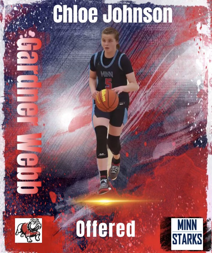Chloe Johnson #5 (@chloejohnsonmn) on Twitter photo Thank you watching me play and getting to know me in the last couple months <a href="/smerritt18/">Scott Merritt</a>. I am super excited and grateful to receive my very first Division 1 offer to play basketball for <a href="/GWU_WBK/">Gardner-Webb Women’s Basketball</a> I have a lot of work to do but I’m in good hands <a href="/DyamiStarks/">Dyami Starks</a> <a href="/Coachosuchukwu/">Chibuzo Osuchukwu</a> ♥️ Thank you watching me play and getting to know me in the last couple months <a href="/smerritt18/">Scott Merritt</a>. I am super excited and grateful to receive my very first Division 1 offer to play basketball for <a href="/GWU_WBK/">Gardner-Webb Women’s Basketball</a> I have a lot of work to do but I’m in good hands <a href="/DyamiStarks/">Dyami Starks</a> <a href="/Coachosuchukwu/">Chibuzo Osuchukwu</a> ♥️